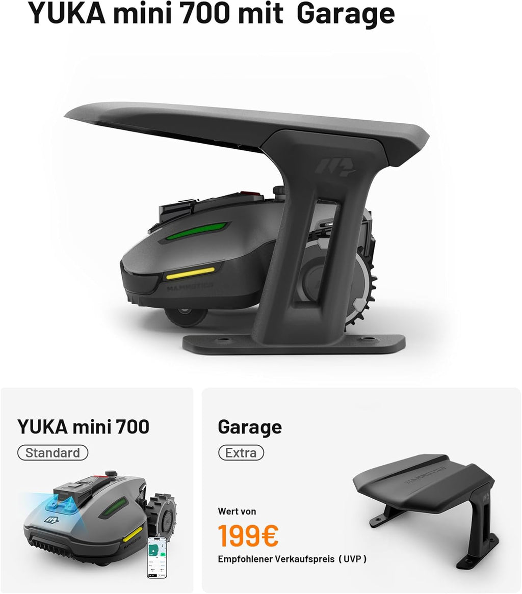 MAMMOTION YUKA Mini 700 Robot rasaerba senza filo perimetrale, NetRTK+Vision, Nessuna antenna RTK richiesta, Mappatura automatica, Consigliato 700m², Max. 1100m², con modulo 4G, Pendenza 50%