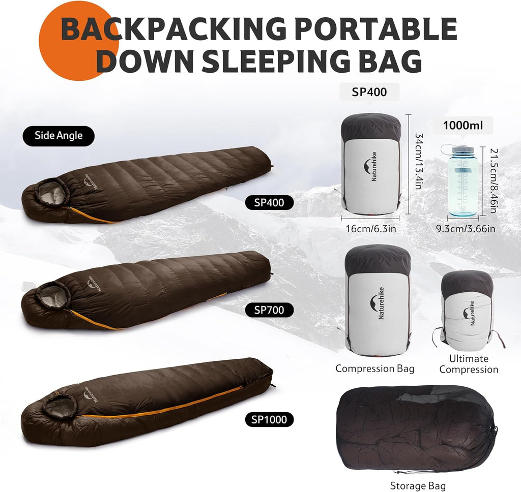 Naturehike Snowbird Entendaunen Mumienschlafsack,Outdoor Professional Camping Schlafsack,Unisex – Erwachsene Schlafsack