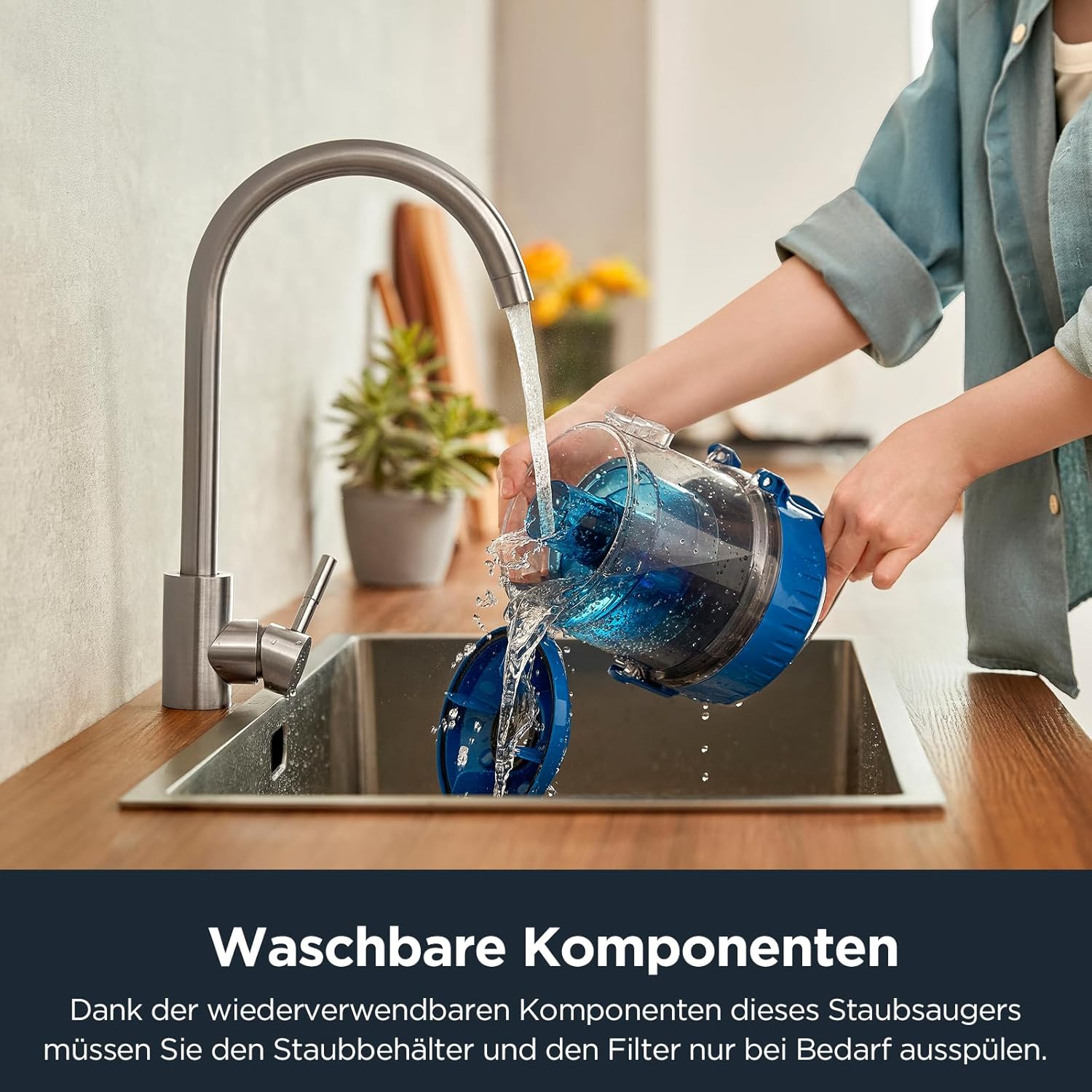 Eureka WhirlWind Staubsauger Beutellos, Leistungsstark, Kompakt und Leicht, für Hartbden und Teppich, HEPA-Filter, 8m Aktionsradius, 700W, 1,5L, Blau