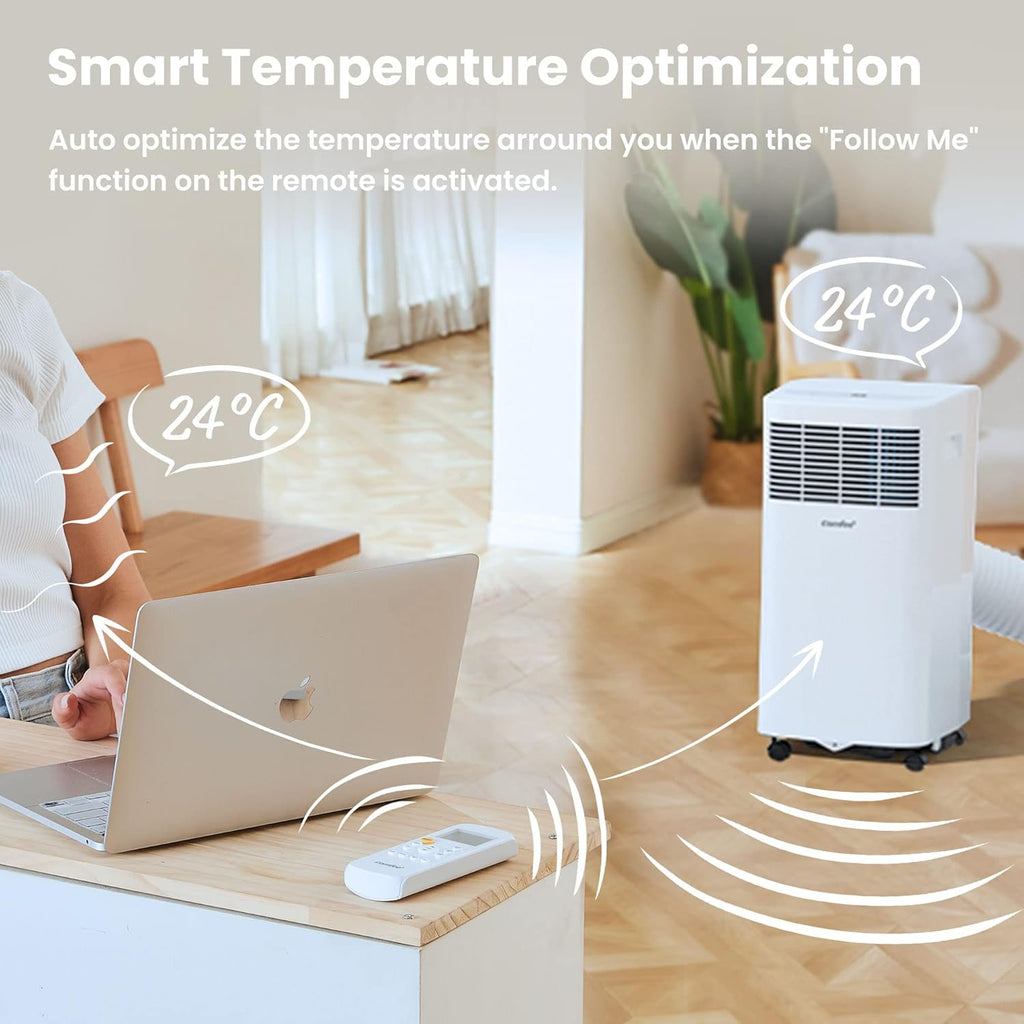 Comfee Condizionatore Portatile Easy Cool 2.0, 7000 BTU 2,0kW, Raffreddamento&Ventilazione&Deumidificazione, Adatto per Ambienti fino a 68m³(25㎡), Controllo tramite APP/Alexa/Google Home/IFTTT, Climatizzatore Portatile con Tubo di Scarico