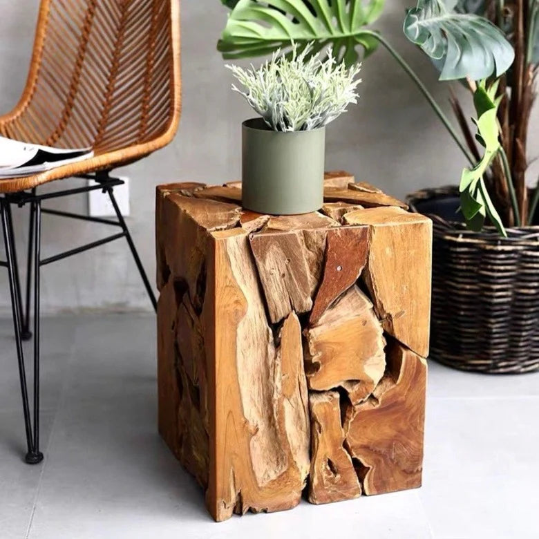 Teak Holz Sule XILON quadratisch