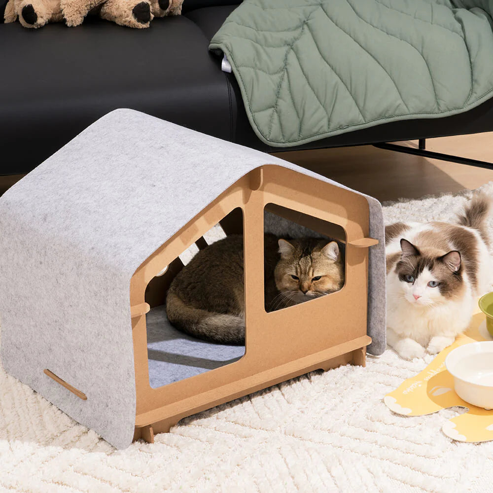 Cat Villa di Lusso - Casetta Extra Large Semichiusa per Gatti con Struttura in Legno
