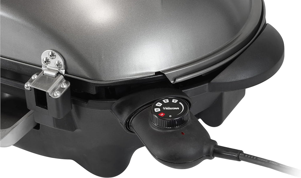 Tristar Barbecue Elettrico da Tavolo e Verticale - Superficie di cottura 46x35cm, Cavo di alimentazione da 3M, Piastra in ghisa inclusa, Temperatura regolabile, 2200 Watt, BQ-2816