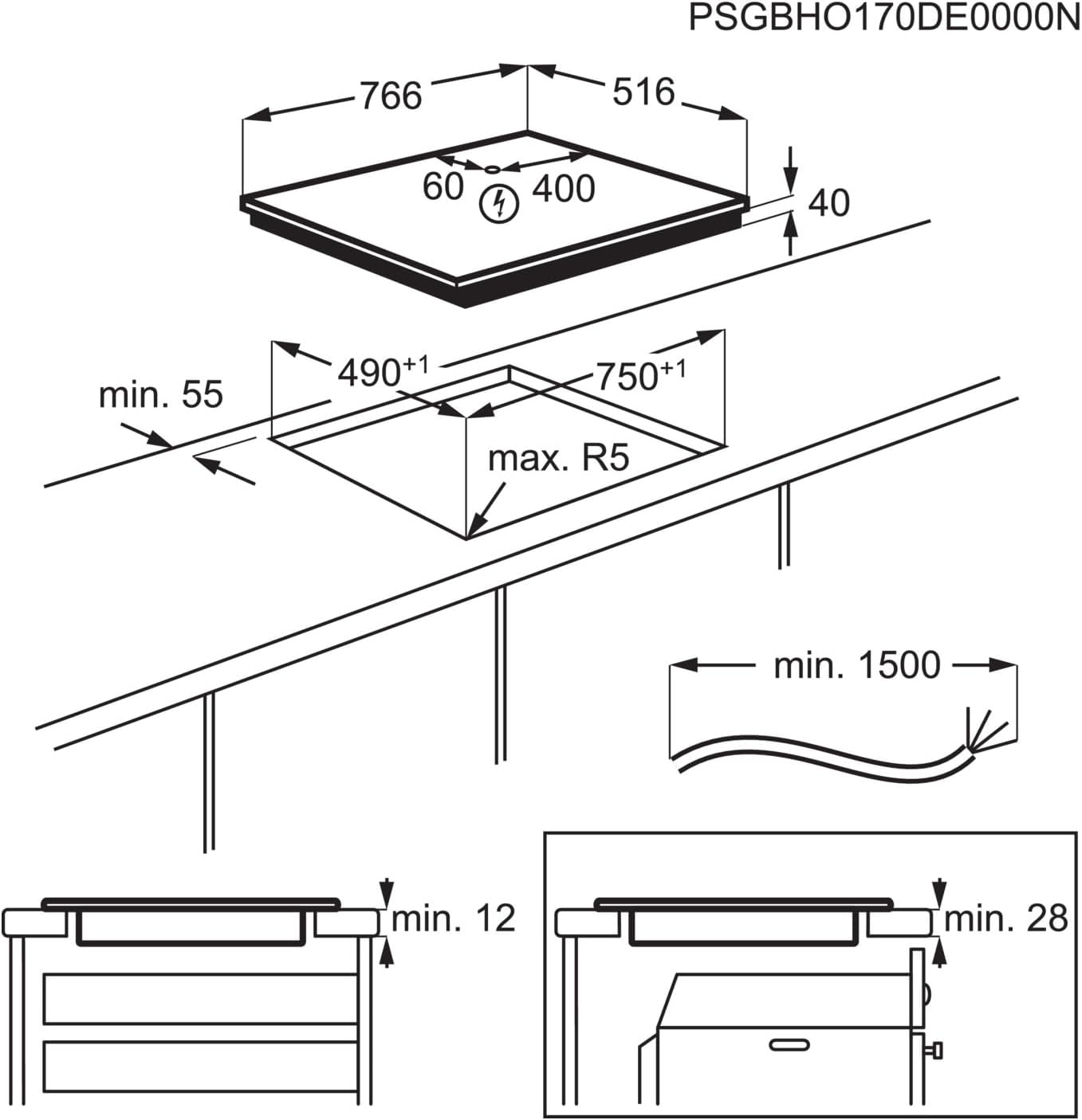 AEG Induktionskochfeld autark 60cm – 4 Flex-Kochzonen mit Powerfunktion für schnelleres Kochen – 14 Stufen – SuperFlat Rahmen – Timer – Touch-Bedienung – kompatibel mit Haubenautomatik – TO64IA0AXB
