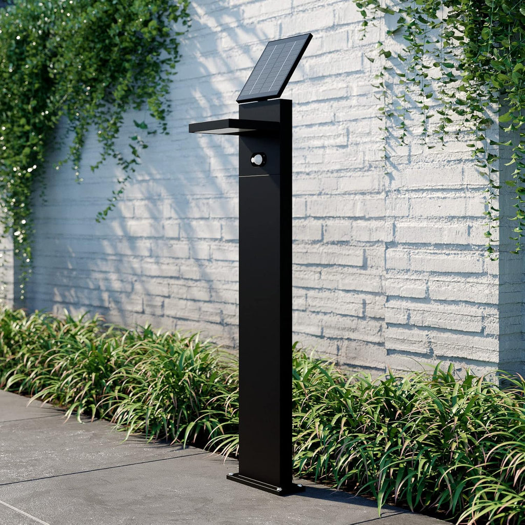 Lucande LED Solarleuchten 'Silvan' mit Bewegungsmelder (spritzwassergeschützt) (Modern) in Alu aus Aluminium (1 flammig,) - Solarlampe, Solarleuchte Garten