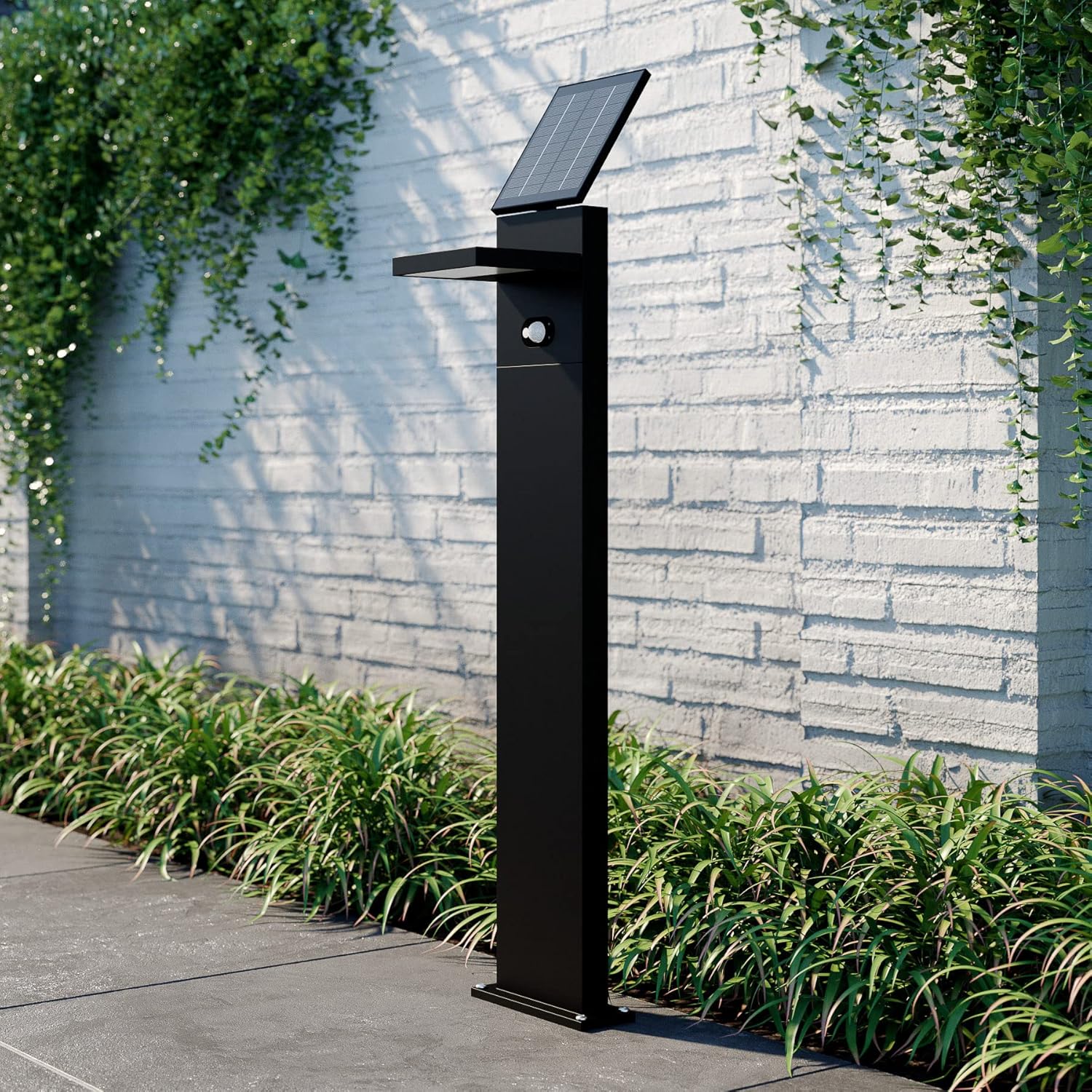 Lucande LED Solarleuchten 'Silvan' mit Bewegungsmelder (spritzwassergeschützt) (Modern) in Alu aus Aluminium (1 flammig,) - Solarlampe, Solarleuchte Garten