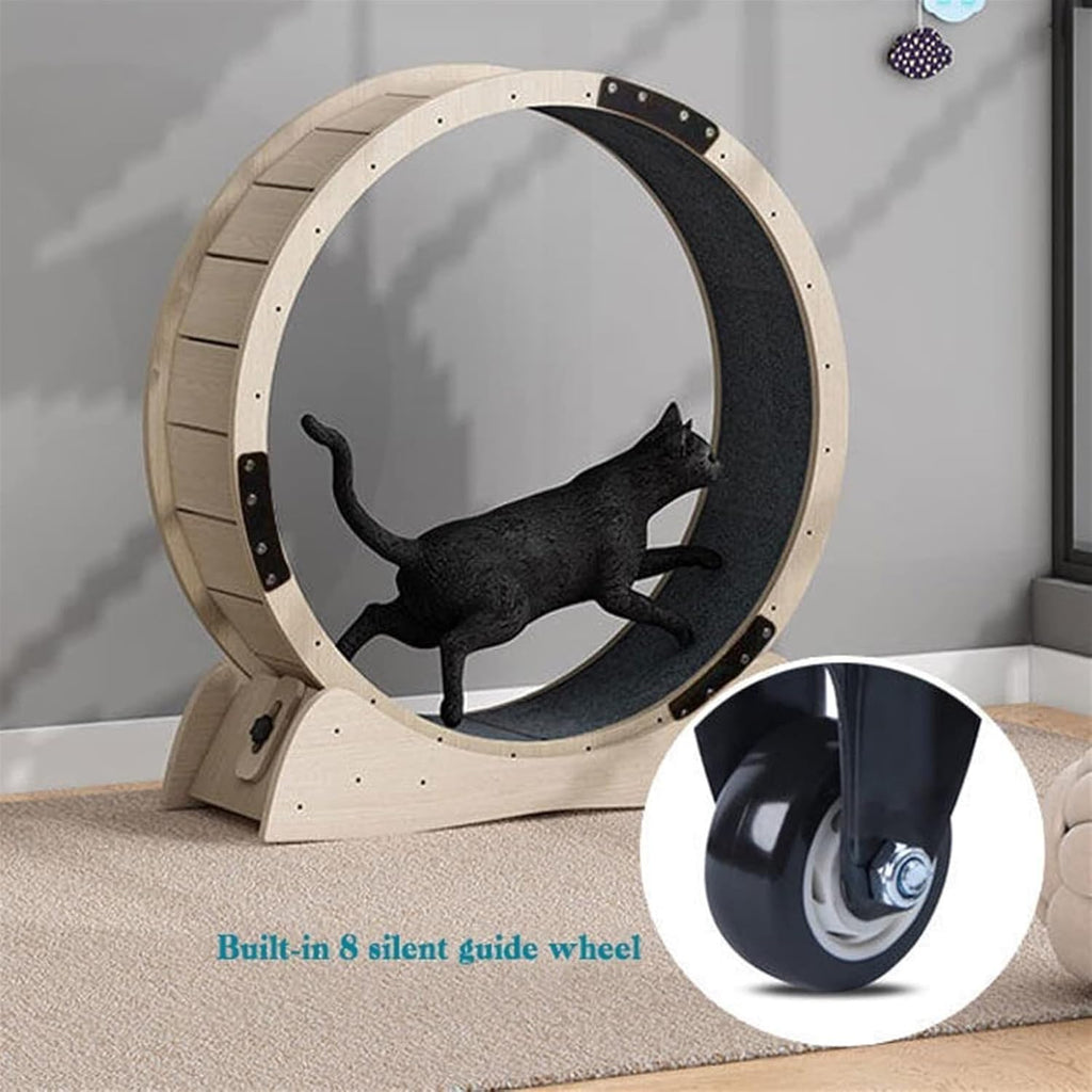 Katzenlaufrad 3 in 1 Katzen Laufrad Holz 85/100/120cm Durchmesser Großes Laufrad Für Katzen mit Griffpads Sperrvorrichtung und TPE Silent Wheel Katzenlaufrad für Katzen Drinnen Cat Wheel(Size:Diameter