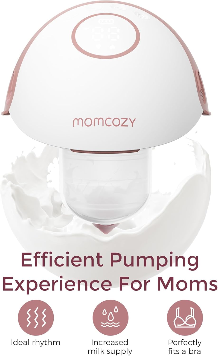 Momcozy Milchpumpe Mobile Style| M6, Tragbare Stillpumpe, Idealer Rhythmus für mehr Milch, DoubleFit-Flansch, mehr Passform und Diskretion mit 3 Modi und 9 Stufen - 24 mm (2, Grau)