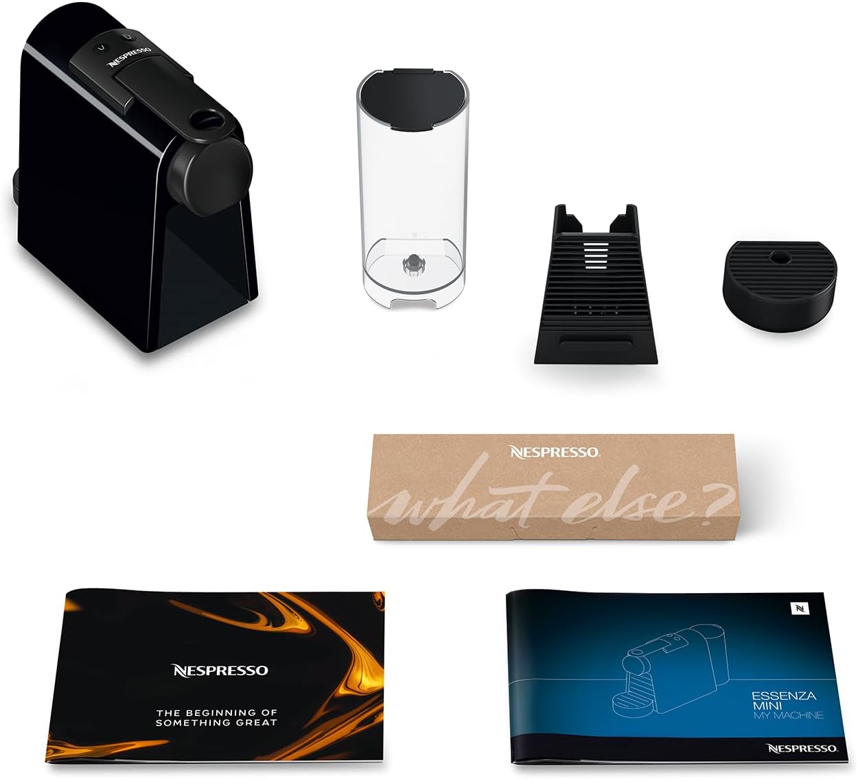 Nespresso De'Longhi EN 85.B Essenza Mini Macchina da Caffè a Capsule,Welcome Set con Capsule Assortite in Diversi Gusti,Pressione Pompa 19 bar,Design Salvaspazio,1370W,0.6 L,32.5 x 11 x 20.5 cm,Nero
