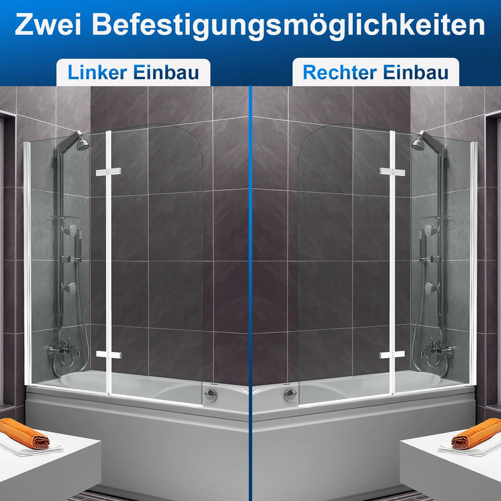 Sonnewelt Duschwand für badewanne Faltbare Glas Duschtrennwand