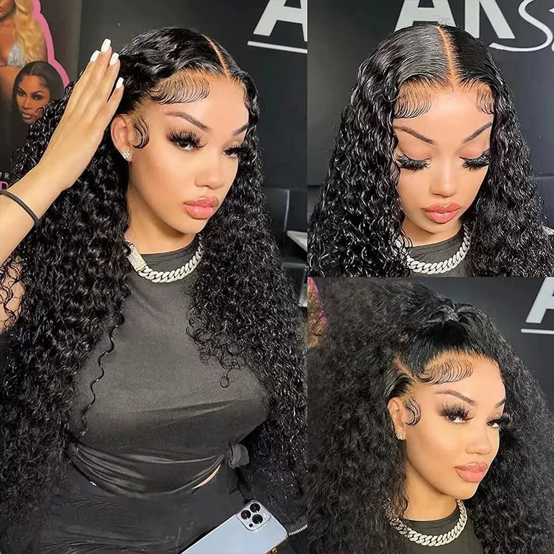 Meerwasser-Wave Lace Front Perücken Echthaar 13x4 HD Lace Frontal Perücken für Frauen Echthaar 180% Dichte Nass und Wellige Echthaarperücken