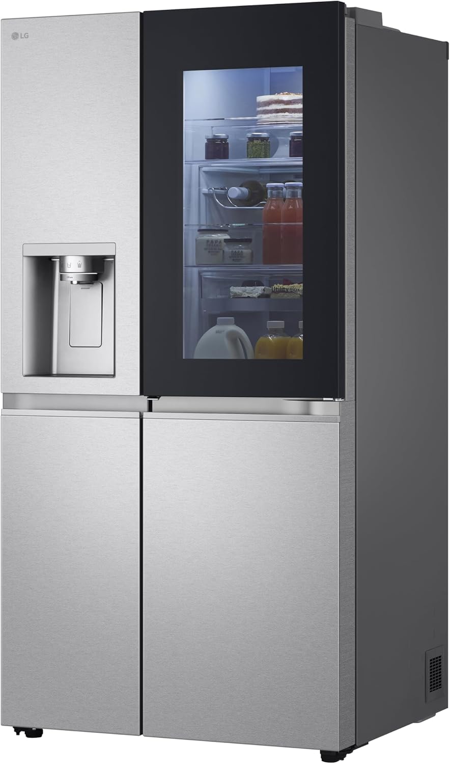 LG GSGV81PYLL Frigorifero Side by Side, Classe E, 635 L, Instaview, Frigorifero con congelatore, Dispenser ghiaccio, ghiaccio tritato, acqua, Total NoFrost, Smart Inverter Compressor, Wi-Fi
