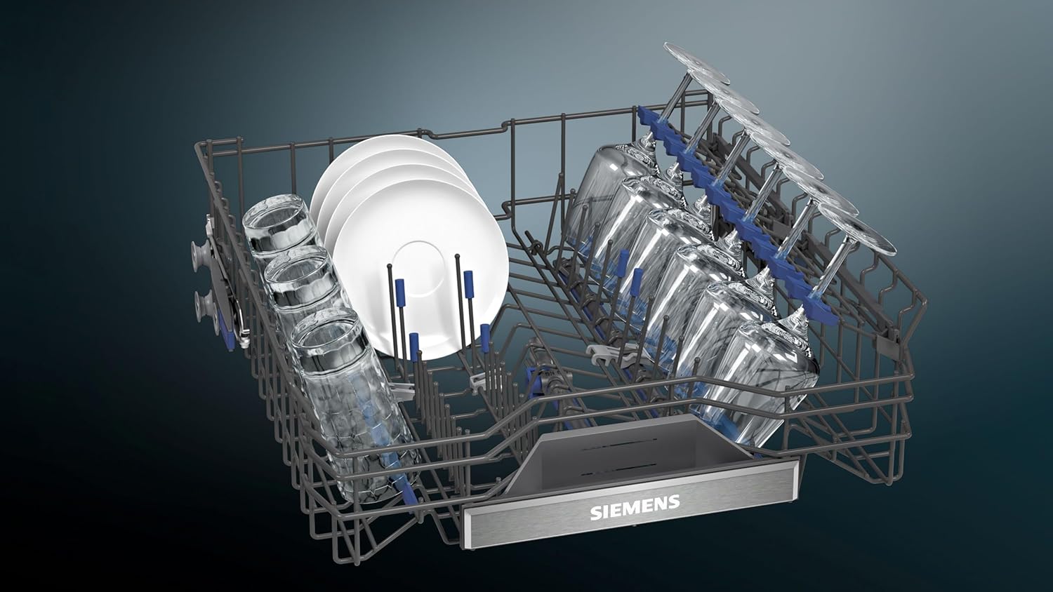 Siemens SN43ES14VE, lavastoviglie intelligente iQ300, lavastoviglie da incasso con cassetto portaposate, 60 cm, apertura automatica della porta grazie ad autoOpen dry, particolarmente silenziosa con motore iQdrive, aquaStop, acciaio inossidabile