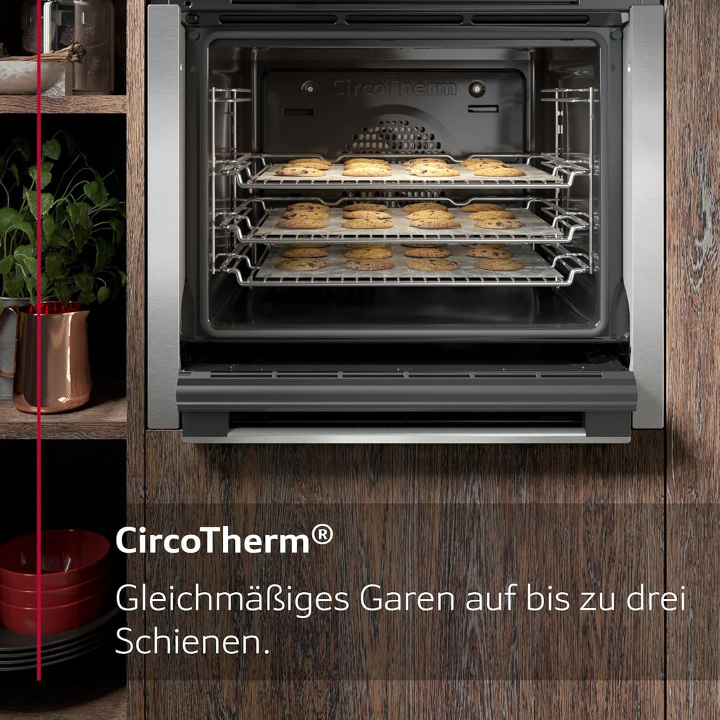 NEFF EDX442, Set composto da E1ECD0AN0, N 30, Forno da incasso con CircoTherm, 60 x 60 cm, Acciaio inossidabile e M13R42N2, N 50, Piano cottura elettrico controllato dal forno, 60 cm, Nero, con cornice a filo