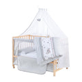 roba Beistellbett 60 x 120 cm - Adam & Eule Room Bed - Babybett zum Anstellen an Elternbett - Inklusive Matratze, Bettwäsche, Himmel - Mobil & Höhenverstellbar - Holz weiß