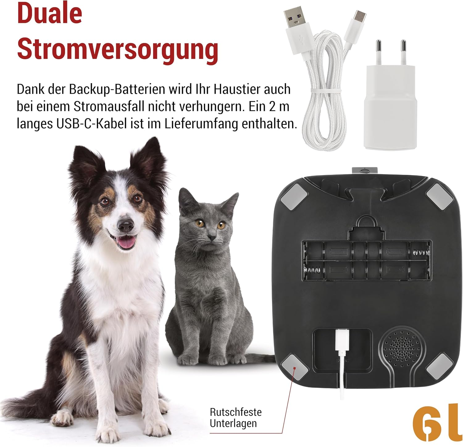 EMOS - GoSmart Futterautomat 6 l mit Kamera - WLAN Pet Care Futterspender mit App - Trockenfutter Automat für Katze & Hund mit Zeitplan, Sprachaufzeichnung, Dosierung 1–12 Mahlzeiten pro Tag - Schwarz