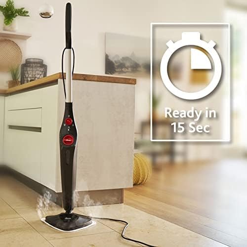 Vileda Steam Plus Dampfreiniger mit PowerPad, zustzl. 2 Mikrofaser-Ersatzpads, entfernt bis zu 99,9% der Bakterien und Viren, für alle Bden, ideal für Teppiche, Eco-Verpackung