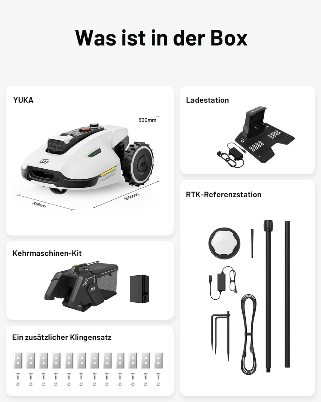MAMMOTION YUKA Mini 700 Robot rasaerba senza filo perimetrale, NetRTK+Vision, Nessuna antenna RTK richiesta, Mappatura automatica, Consigliato 700m², Max. 1100m², con modulo 4G, Pendenza 50%