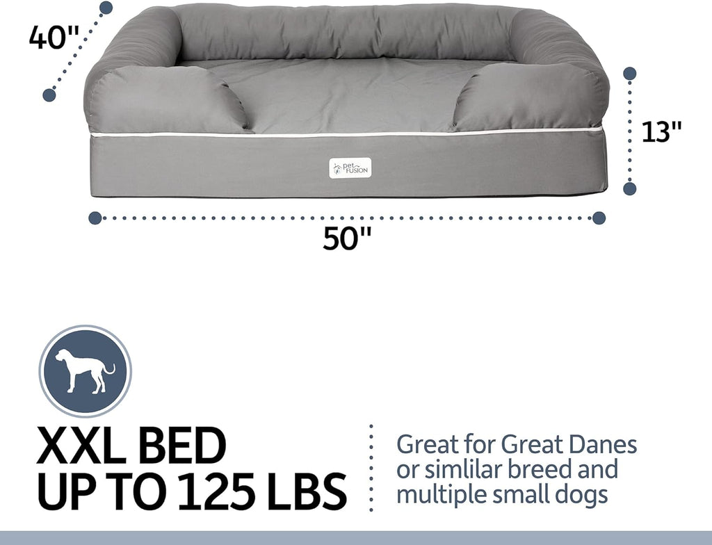 PetFusion Large per cani/gatti con memory foam solido di 10 cm, fodera impermeabile e cerniere YKK di alta qualità, miscela di cotone traspirante, rimovibile e facile da pulire, S