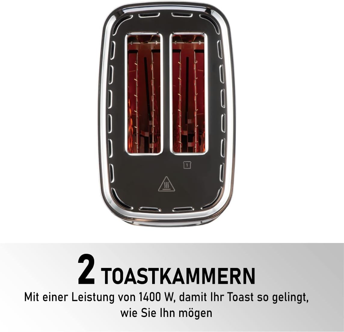Toaster 2 Scheiben, KETIAN 2 Toast Schlitze mit Brötchenaufsatz, hochwertiger Edelstahl-Toaster, 7 Stufen, Auftaufunktion, Abschaltautomatik, 1400 W
