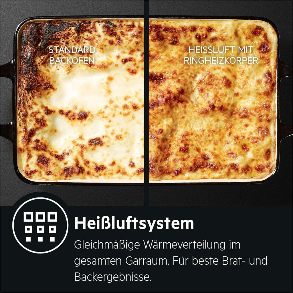 AEG Forno da incasso – Serie 5 AirFry: Risultati di cottura uniformi su 3 livelli – Pulizia Pirolitica – 25 Programmi automatici – Display touch LED – Riscaldamento rapido – Nero – BPE53516AB