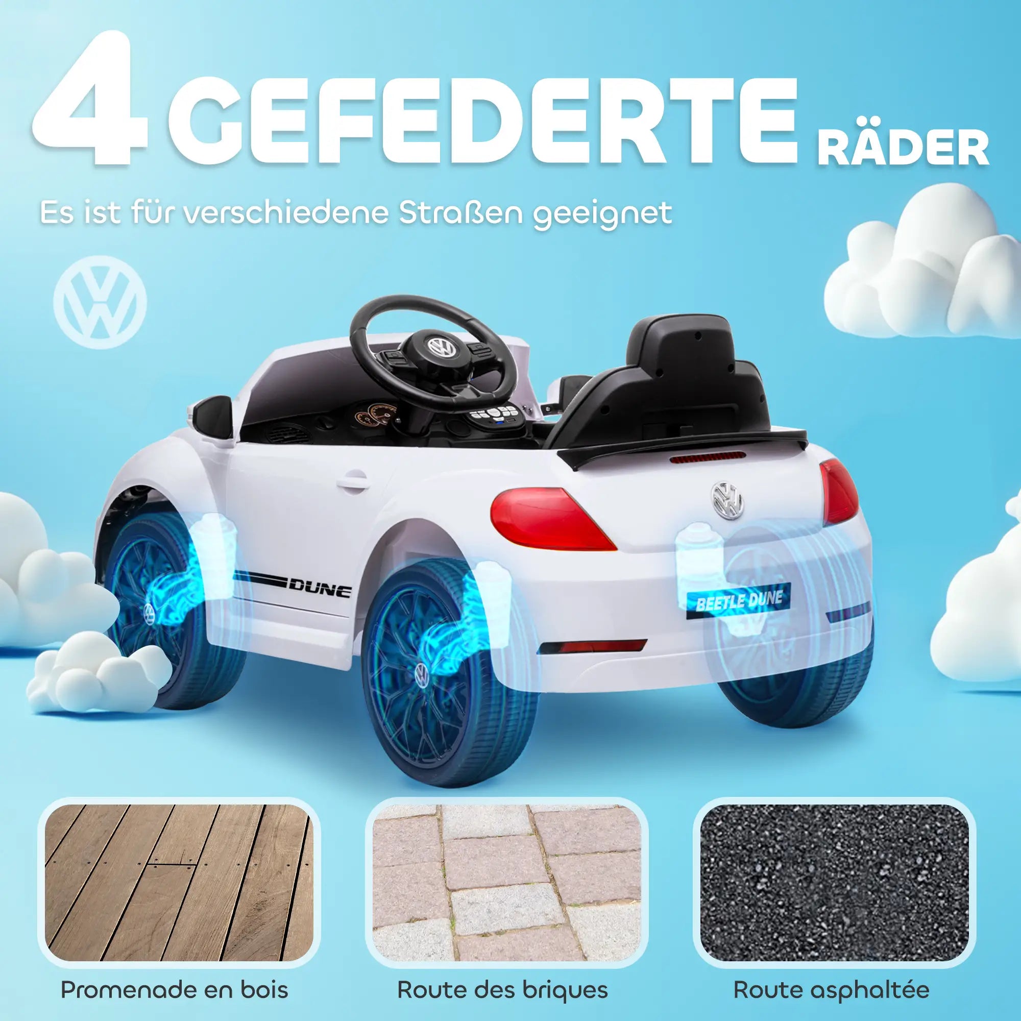 AIYAPLAY Macchina Elettrica per Bambini 12V con Telecomando Bianca