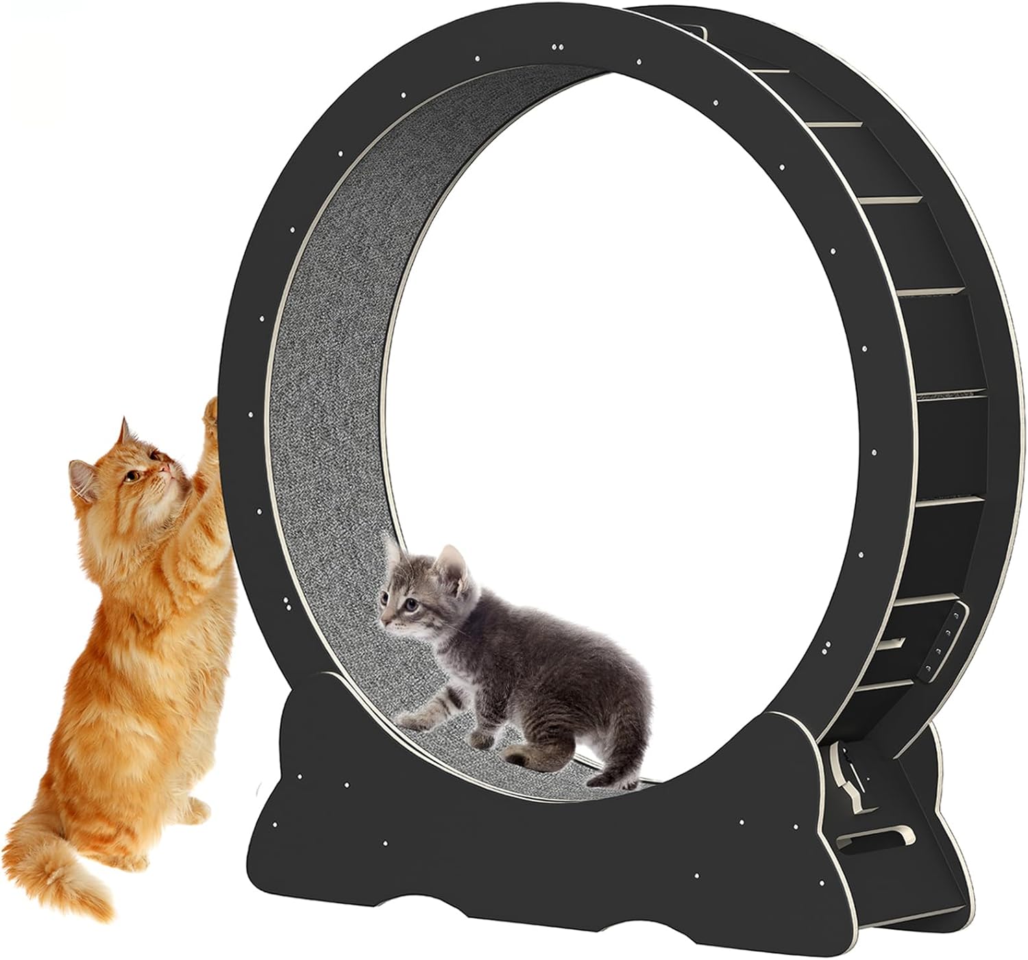 Katzenlaufrad, Laufrad für Katzen, 100cm Innendurchmesser Laufrad Katze, Super Leises Haustier Katze Laufrad Spielzeug, Holzlaufrad Laufrad Wheel Innen für Kleines Mittel Großes Katze (Holzfarbe, XL)