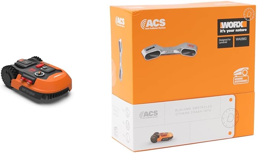 WORX Landroid M WR141E Robot tosaerba/Rasaerba a batteria per piccoli giardini fino a 500 mq/Rasaerba semovente per un taglio netto, Multicolore