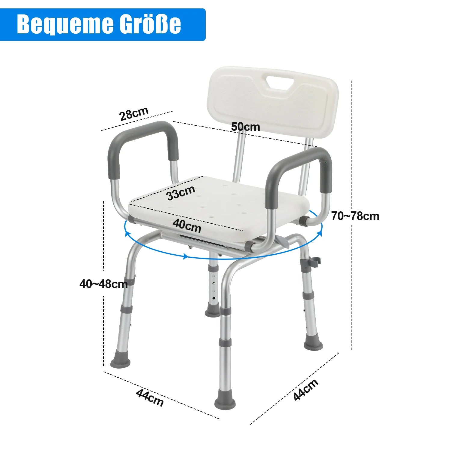 Sonnewelt Sgabello da doccia, sedile doccia girevole a 360°