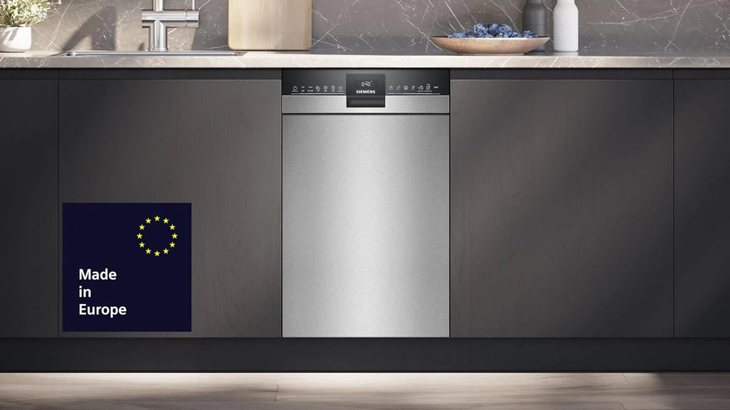 Siemens SR65YX08ME, iQ500 Lavastoviglie smart a scomparsa totale, larghezza 45 cm, cassetto portaposate, Zeolith, extra silenziosa, aquaStop, apertura automatica della porta a fine programma, varioSpeed, illuminazione interna