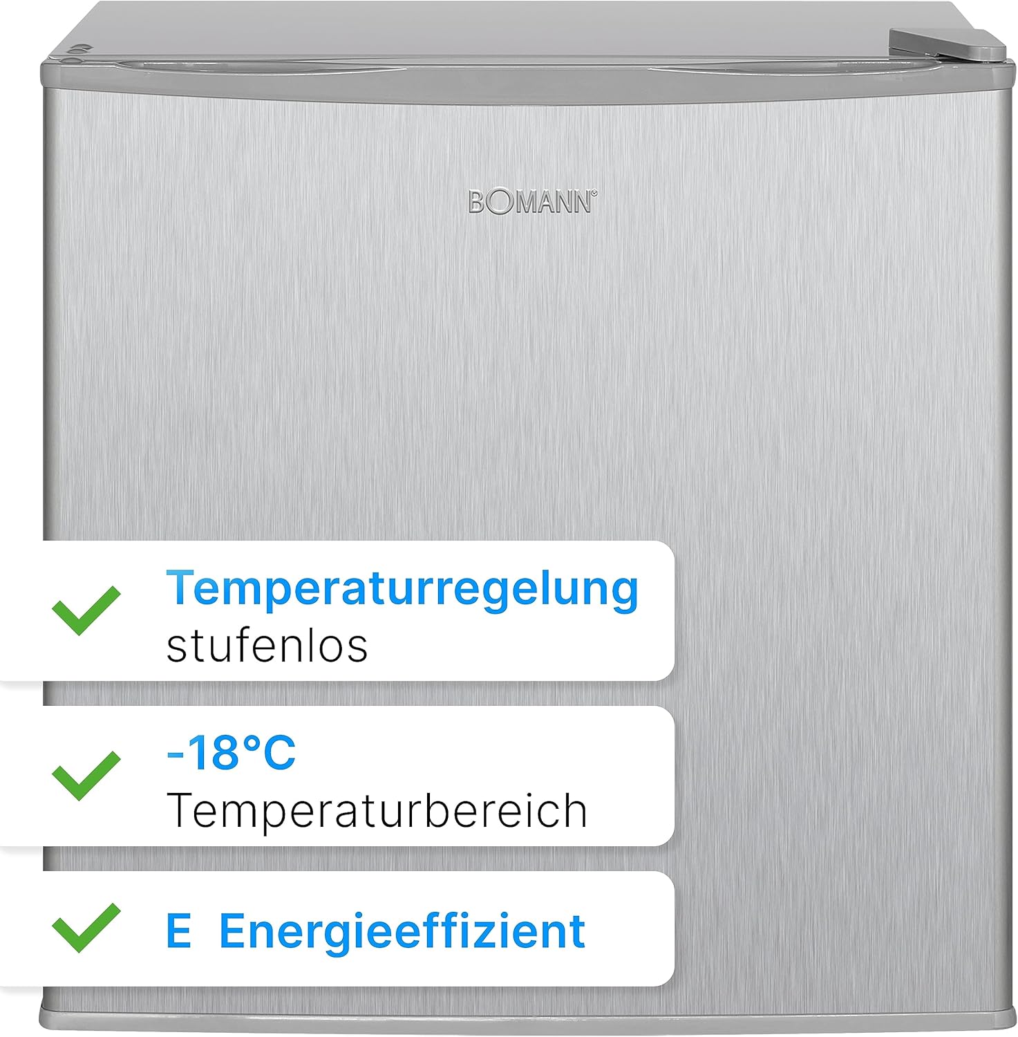Bomann® Gefrierbox 31L Nutzinhalt | Gefrierschrank klein mit Gitterablage | wechselbarer Türanschlag & stufenlose Temperaturregelung | Mini Gefrierschrank mit 4 Sterne-Kennzeichnung | GB 341.1 inox