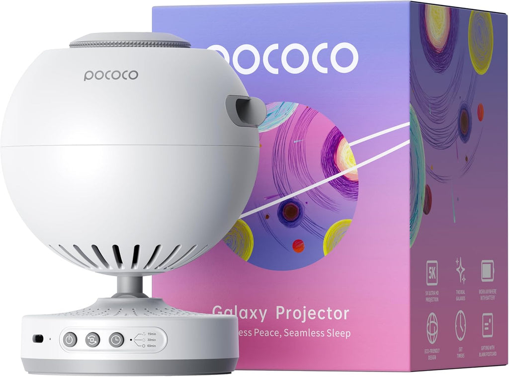 POCOCO Healing Vibes Geschenkbox, Sternenhimmel Projektor Kinder und Erwachsene, Sternenprojektor, Planetarium als Geschenk, Dekoration, Einschlafhilfe und Entspannung - mit 10 Scheiben und Spieluhr