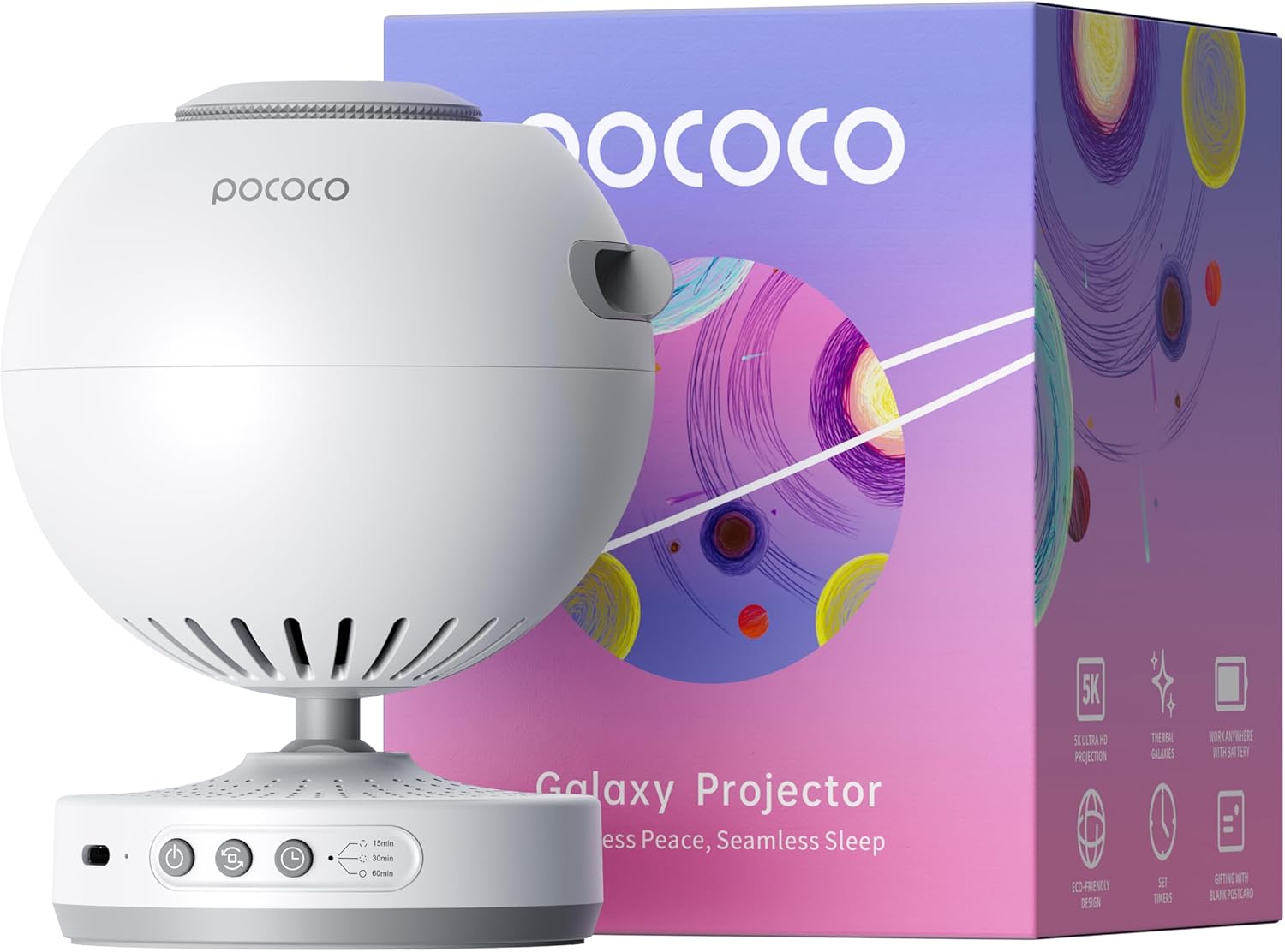 POCOCO Healing Vibes Geschenkbox, Sternenhimmel Projektor Kinder und Erwachsene, Sternenprojektor, Planetarium als Geschenk, Dekoration, Einschlafhilfe und Entspannung - mit 10 Scheiben und Spieluhr