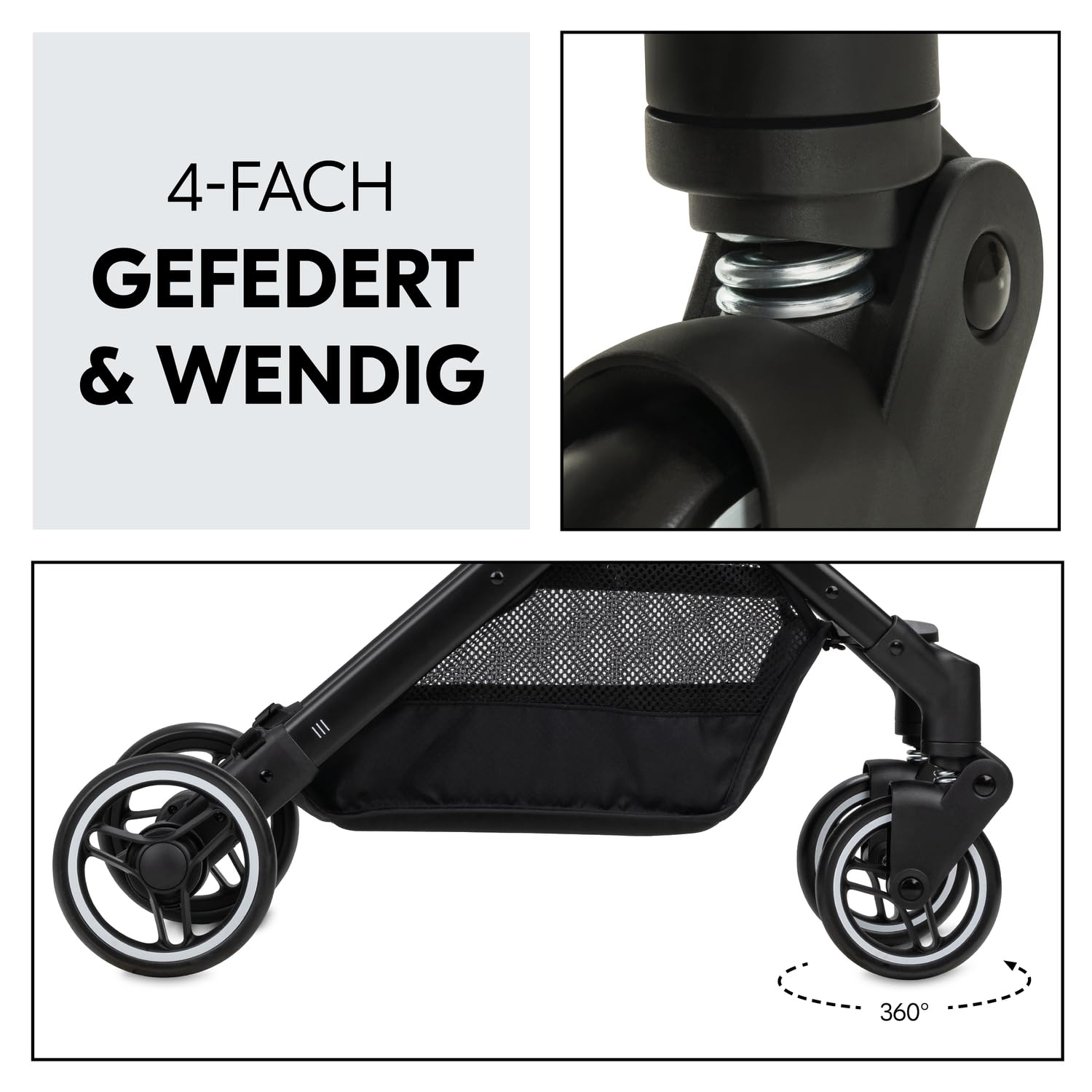 hauck Passeggino leggero Travel N Care per bambini dalla nascita fino a 22 kg con funzione reclinabile, ultraleggero - 6,9 kg, chiudibile con una mano, UPF 50+, ruote in EVA, cestino fino a 3 kg (Dark Olive)