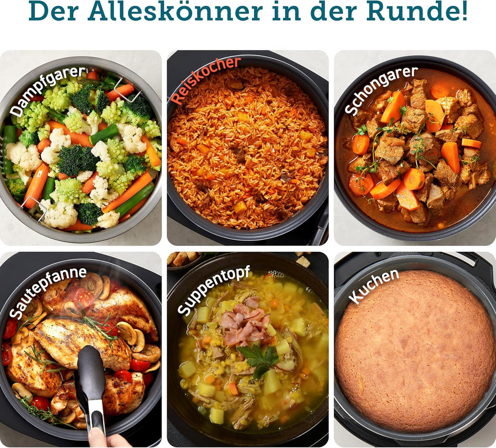 COSORI Cuociriso, Multicooker con 17 Programmi, Cuociriso 1,8 L, Fuzzy-Logic, Vaporiera con Inserto in Acciaio Inossidabile, Ricettario, Slow Cooker, Pentola Interna Premium, Funzione Mantenimento in Caldo, Timer, Nero
