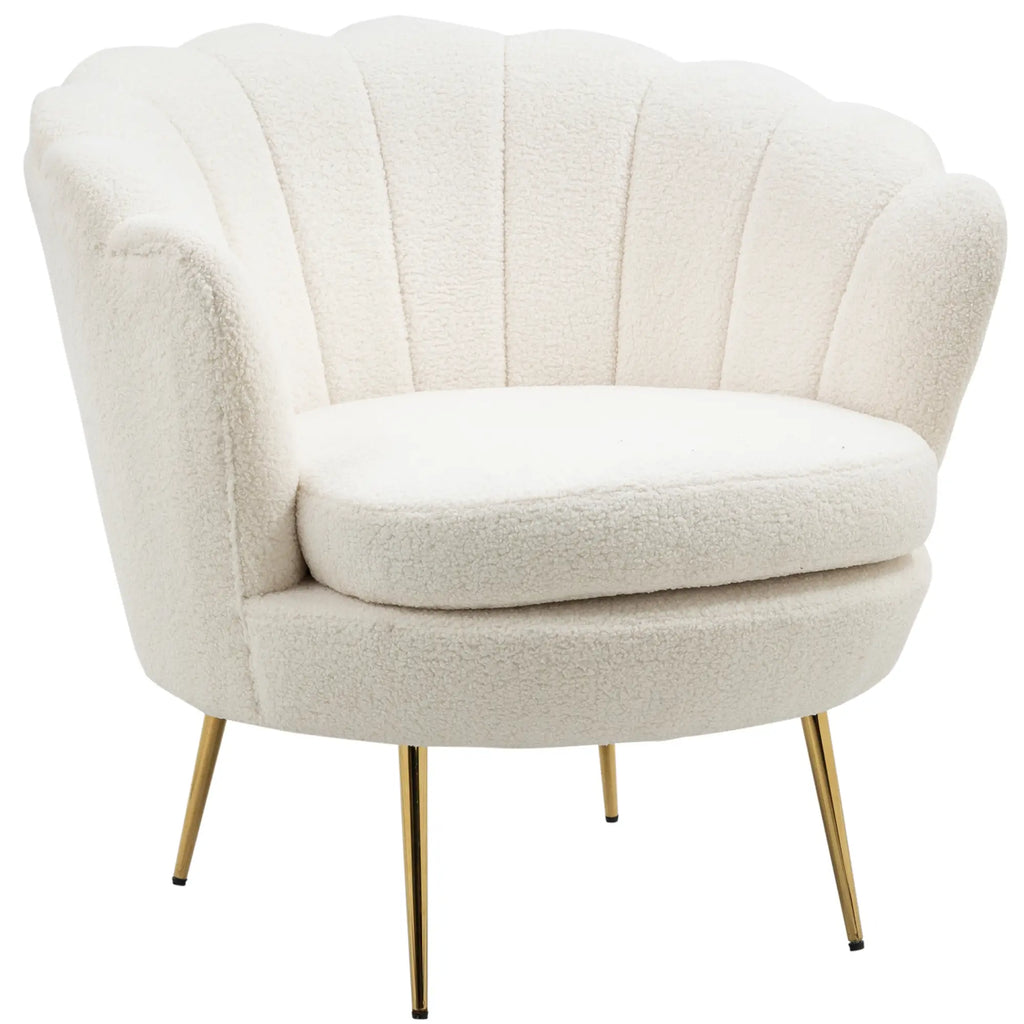 HOMCOM Polstersessel Muschelform Fleeceoptik Weiß Eleganter Komfort