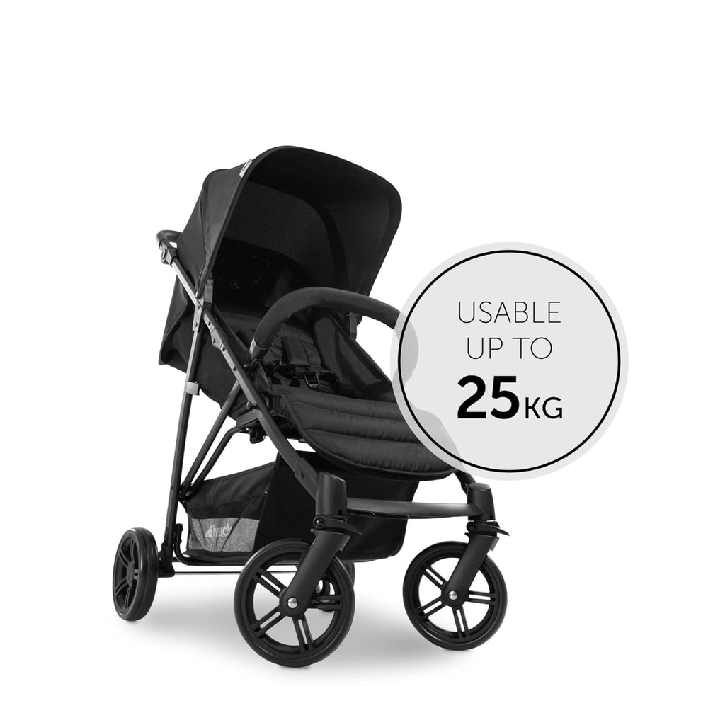 Hauck Buggy Rapid 4 per bambini dalla nascita fino a circa 3 anni, passeggino leggero pieghevole, con funzione reclinabile, regolabile in altezza, ampio cestino (nero)