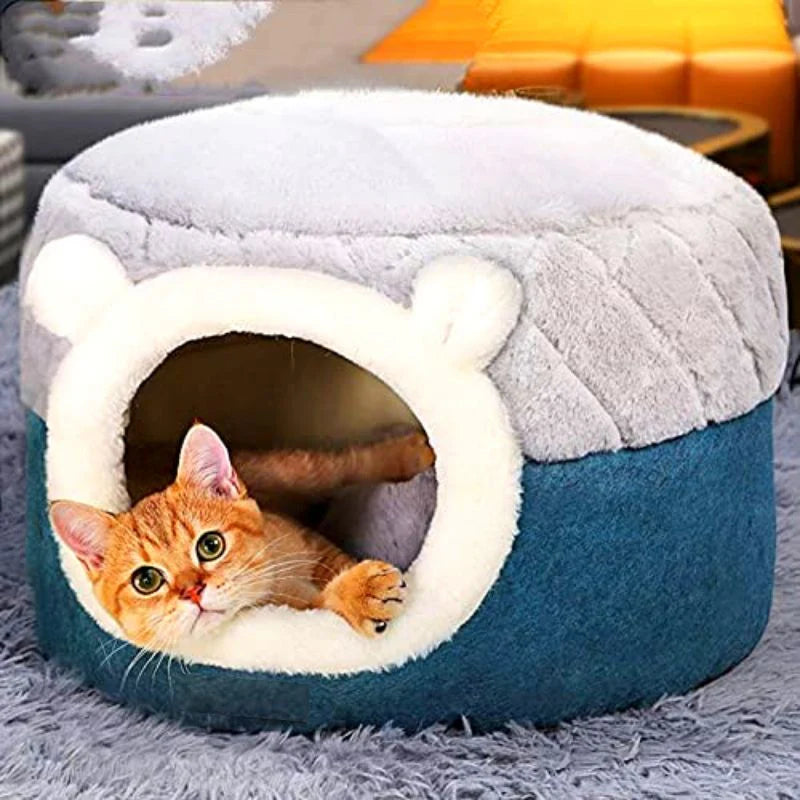 HundeJoy Katzenhhle 2-in-1 – Stilvoller Rückzugsort und Kissen in einem