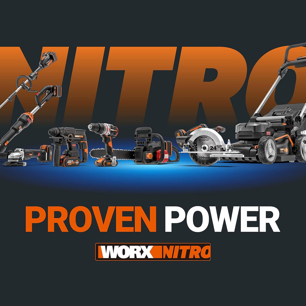 WORX NITRO 40V Profi Akku-Laubbläser WG585E.9 - starker bürstenloser Motor - 3 Geschwindigkeiten & 2 Modus - 266km/h Luftgeschwindigkeit - 1053m³/h Luftmenge - leicht & kompakt - ohne Akku & Ladegerät