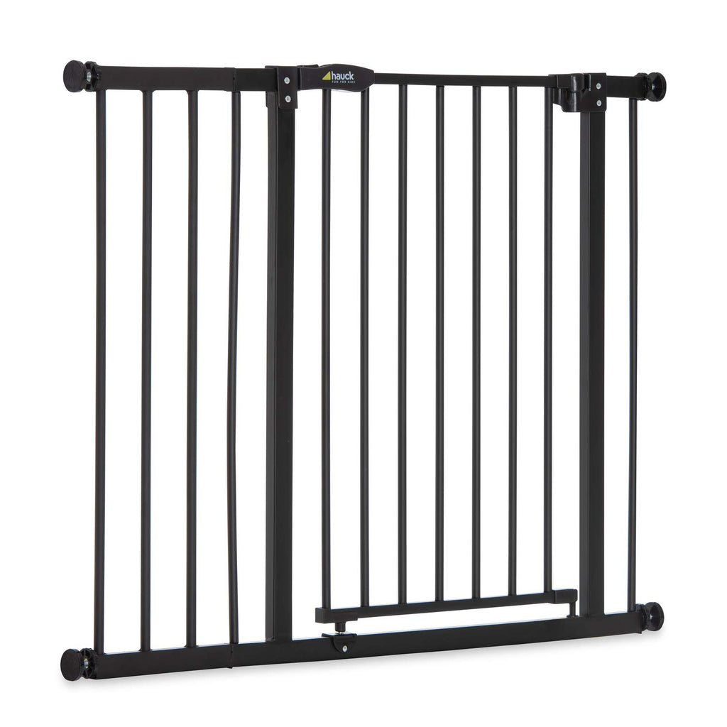 Hauck Treppenschutzgitter / Türschutzgitter Close N Stop incl. 21 cm Verlngerung, für Breiten 96 - 101 cm, ohne Bohren, Einhndiges ffnen, Beidseitig Schwenkbar, Metall, Schwarz