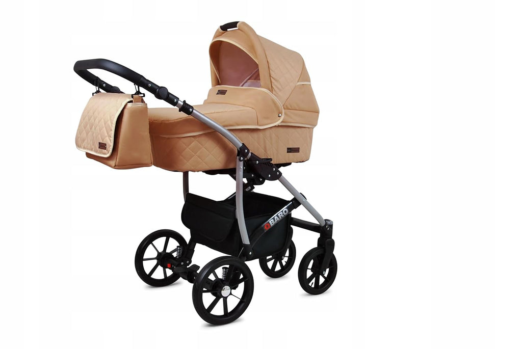 BabyLux® Bambimo Kinderwagen Set 3 in 1 - Qbaro - incl. Babywanne, Buggy Sportsitz, Auto-Babyschale - Autositz - Kinderwagenset - Kombikinderwagen mit Wickeltasche, Regenschutz usw.