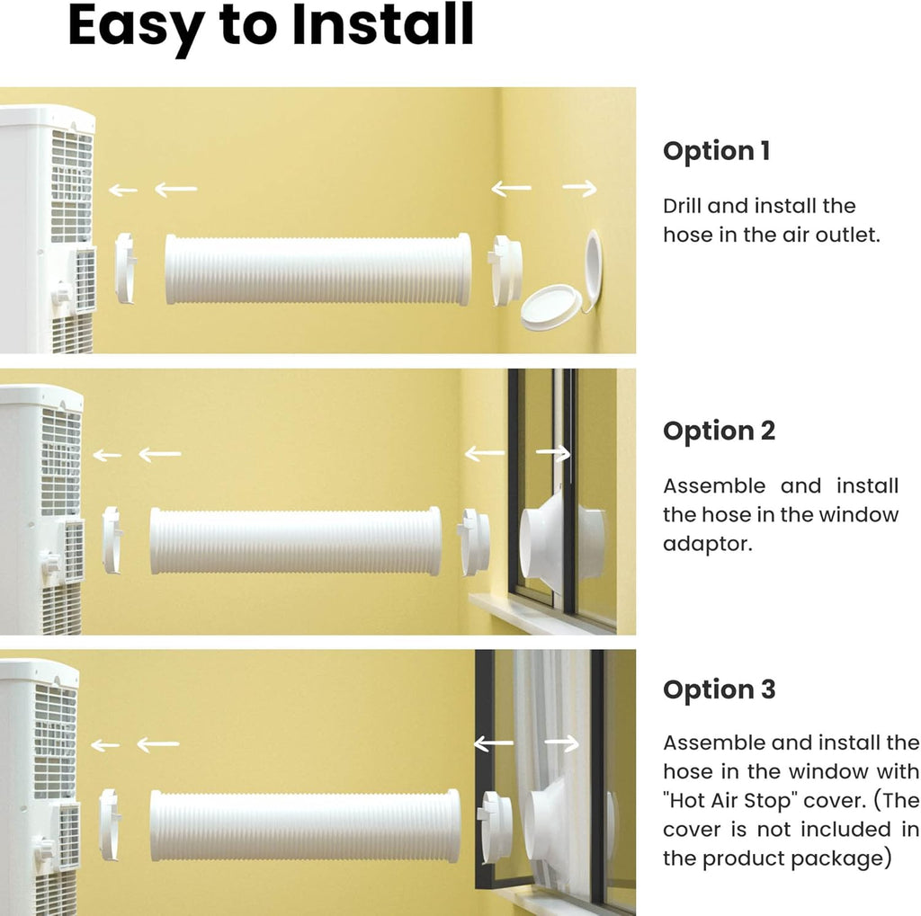 Comfee Condizionatore Portatile Easy Cool 2.0, 7000 BTU 2,0kW, Raffreddamento&Ventilazione&Deumidificazione, Adatto per Ambienti fino a 68m³(25㎡), Controllo tramite APP/Alexa/Google Home/IFTTT, Climatizzatore Portatile con Tubo di Scarico