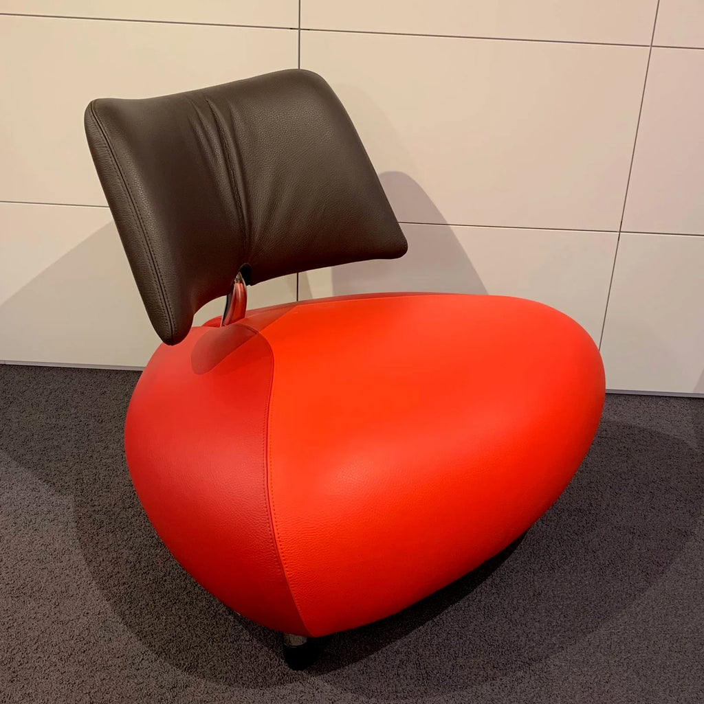 Lagernd: Leolux Designsessel Pallone Paradise, red Cardinal, Beistellsessel Leder rot,