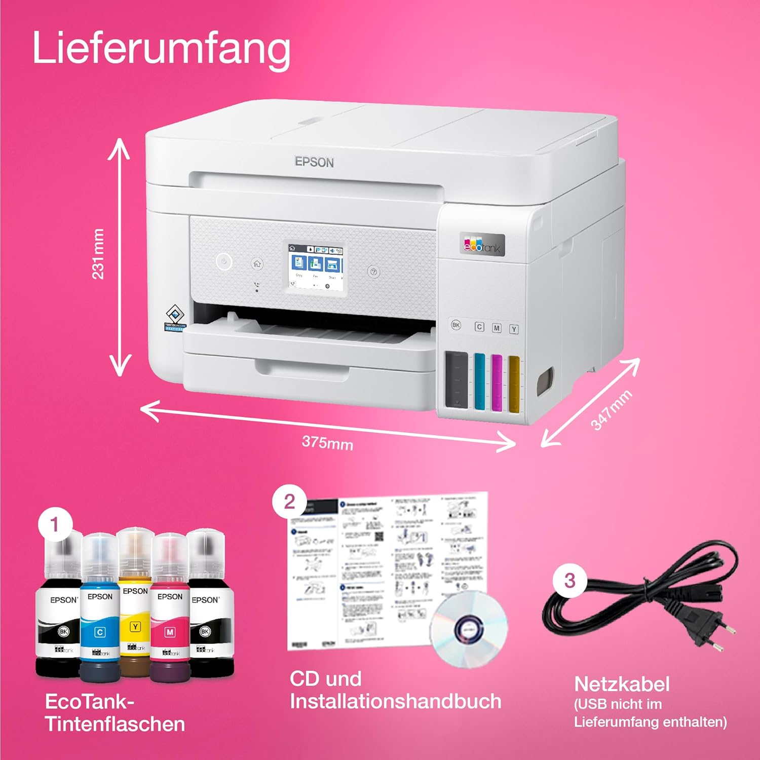 Epson EcoTank ET-4800 Stampante multifunzione A4 con serbatoio di inchiostro e Wi-Fi, con inchiostro incluso per un massimo di 3 anni