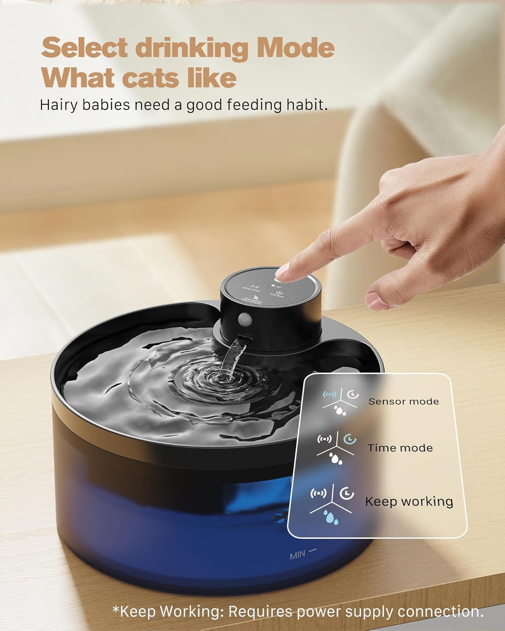Katzenbrunnen senza fili: Fontana d'acqua da 3,2 L per gatti - Con sensore di movimento - Batteria da 4200 mAh - Pompa silenziosa con LED - Filtrazione di alta qualità - Senza BPA