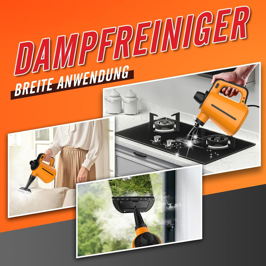 Pulitore a vapore con 10 accessori, 1050W Pulitore a vapore portatile per tutti i punti difficili da raggiungere come lavandini, WC, Pulitore a vapore multifunzionale per la casa e i pavimenti