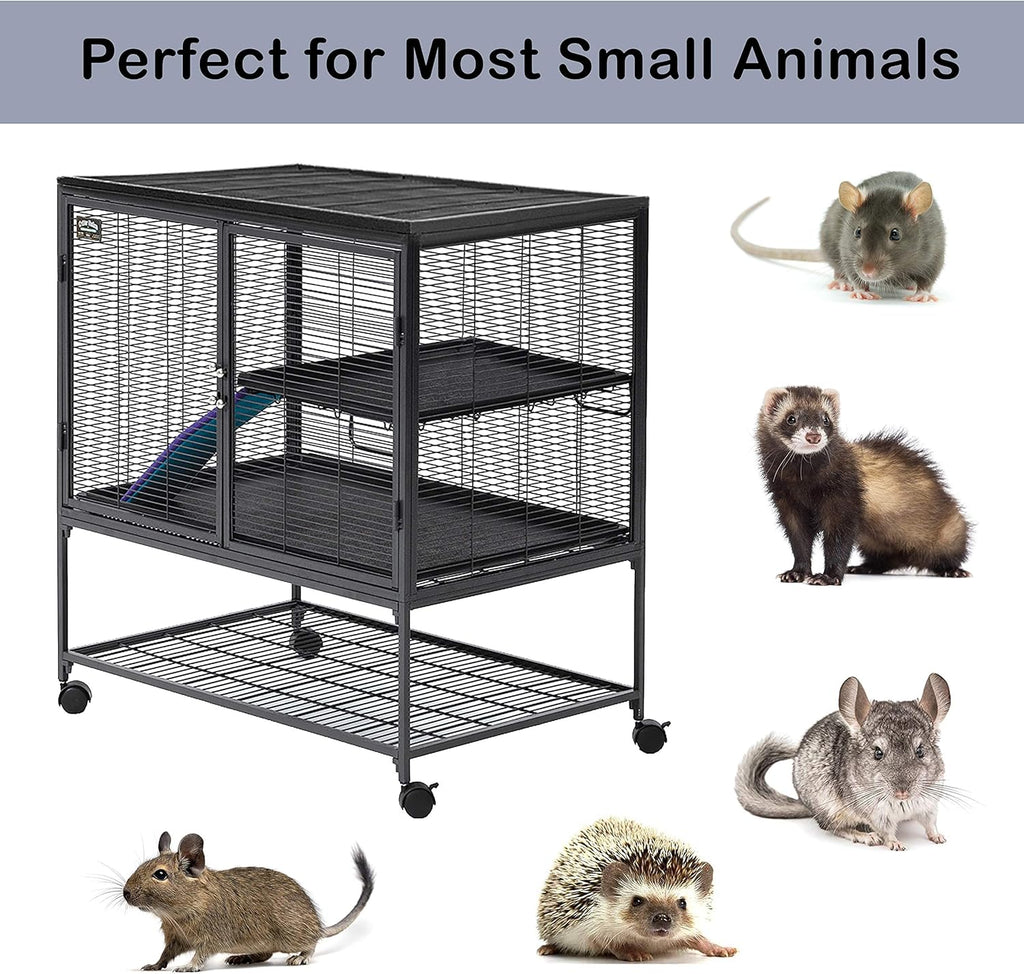 MidWest Homes for Pets Deluxe Critter Nation Modello 162 Gabbia per piccoli animali, doppia unità, dimensioni della gabbia assemblata ca. 91 x 61 x 160 cm (L x P x A), grigio quarzo