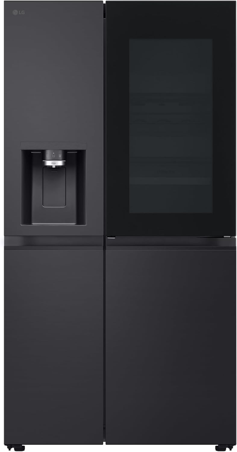 LG GSGV81PYLL Frigorifero Side by Side, Classe E, 635 L, Instaview, Frigorifero con congelatore, Dispenser ghiaccio, ghiaccio tritato, acqua, Total NoFrost, Smart Inverter Compressor, Wi-Fi