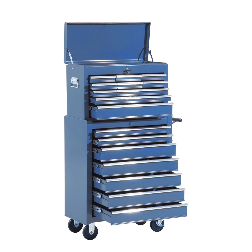 HOMCOM Carrello Portautensili Carrello da Officina a 16 Cassetti con Ruote e Chiusura a Chiave