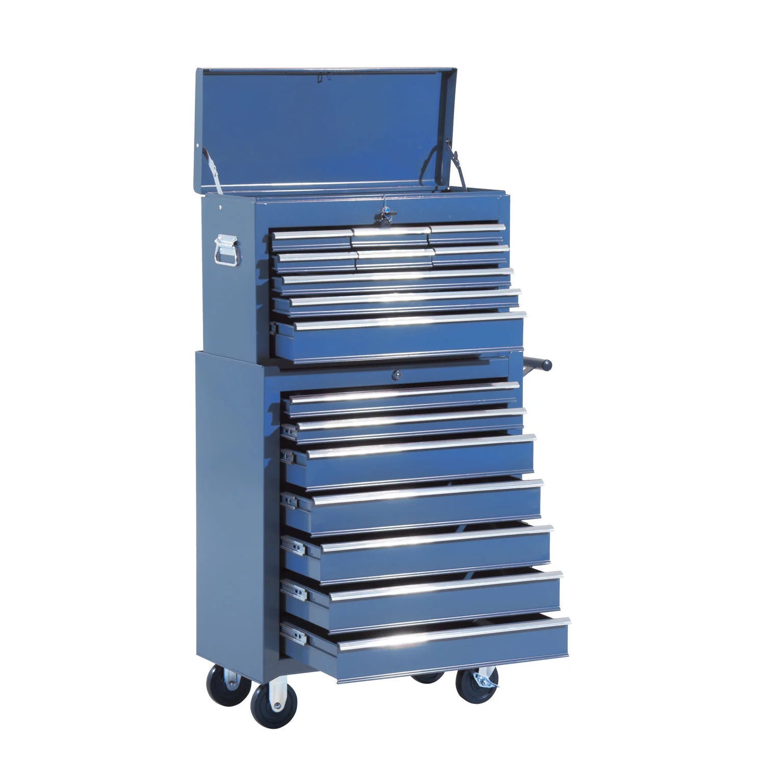 HOMCOM Carrello Portautensili Carrello da Officina a 16 Cassetti con Ruote e Chiusura a Chiave